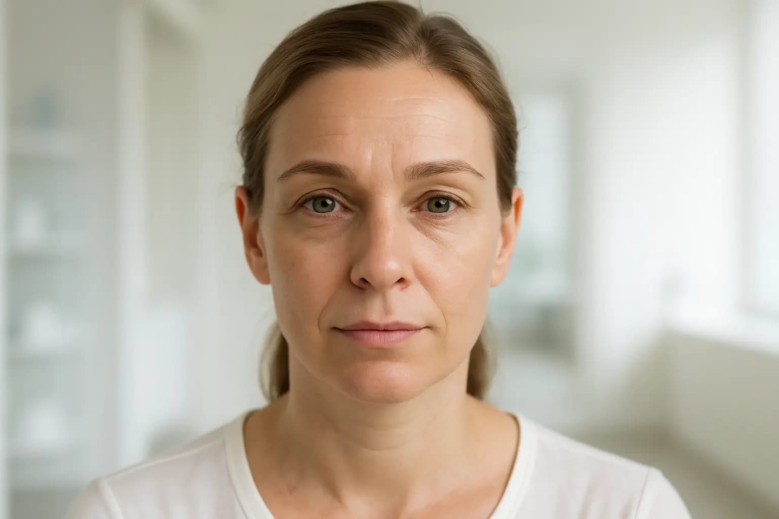 Frente con líneas de expresión despues del tratamiento con botox